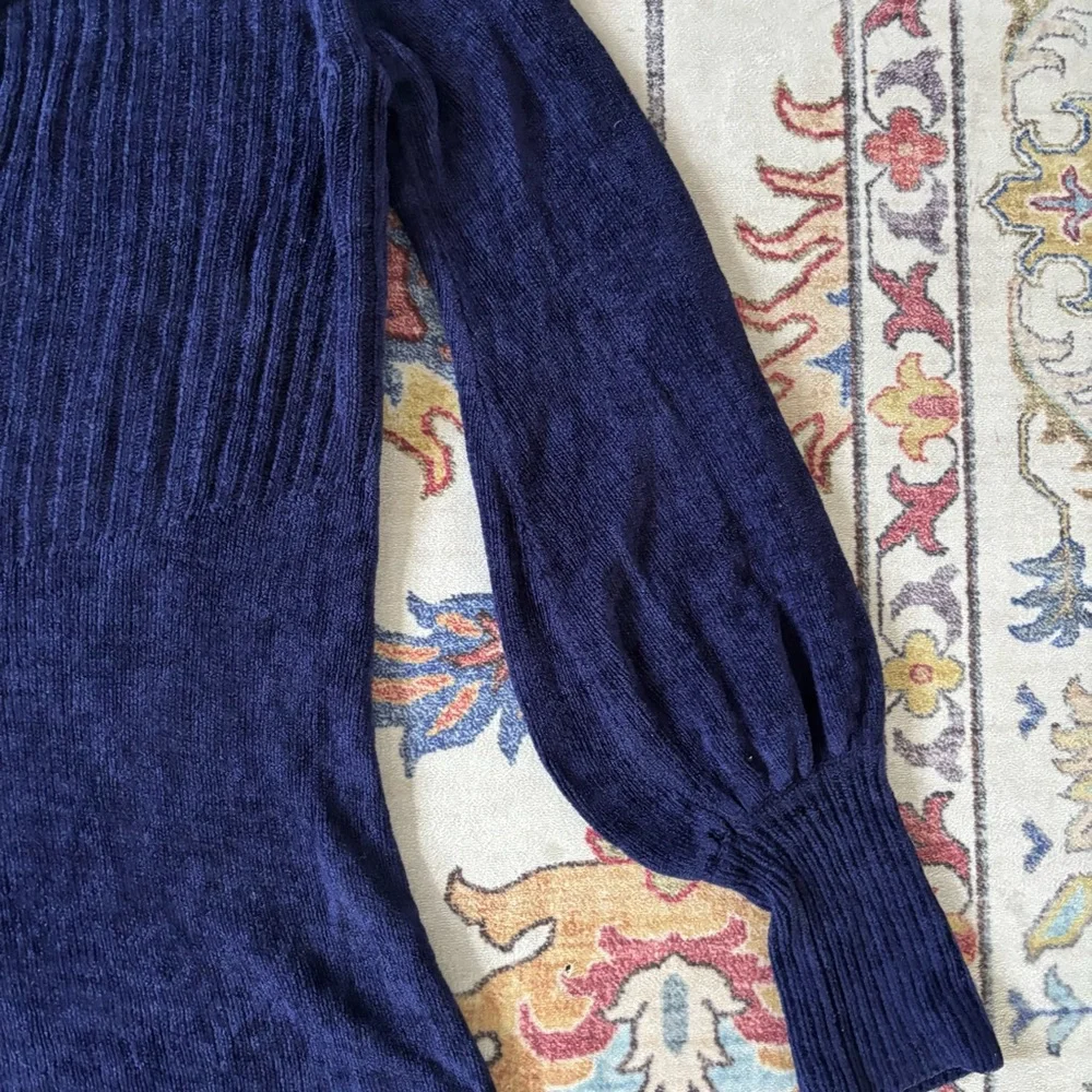 Free People Navy Blue New Moon Chenille Tunic Turtleneck Sweater XS - Picture 5 of 9